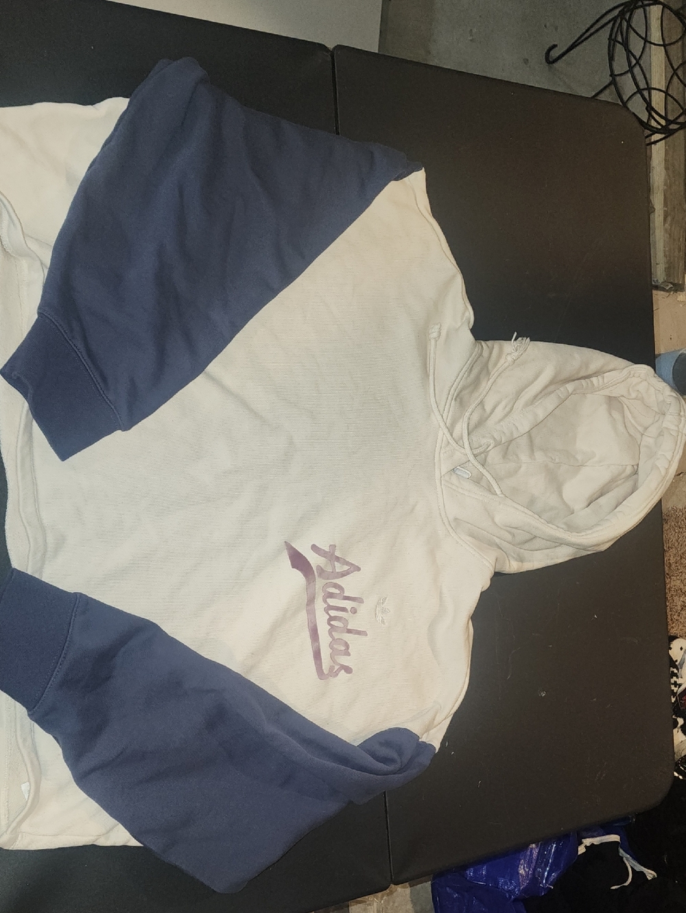 adidas Two-Tone Cream and Navy Hooded Sweatshirt